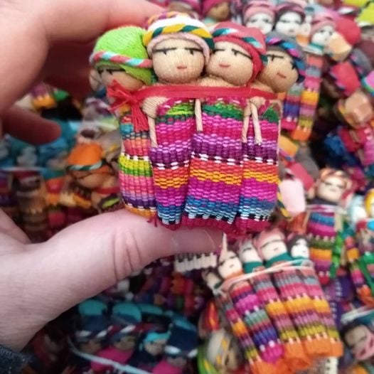 Set Of 6 Guatemalan Handmade Worry Dolls With Storage Bag - Colorful, 5cm Tall, Mayan Tradition, Anxiety Relief Gift