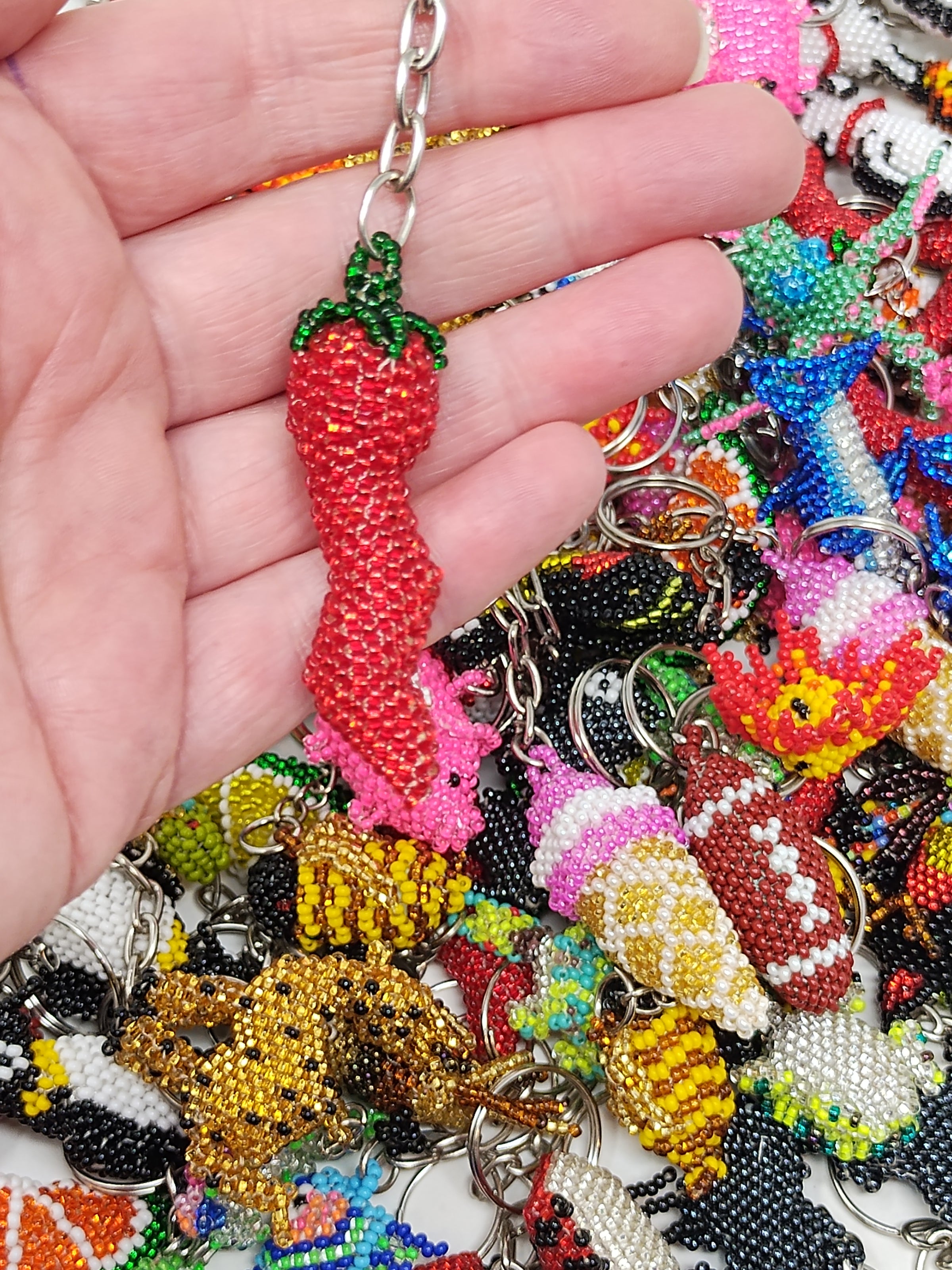 Beaded Key Chains (Frog, Octopus, Strawberry, Lucky Duck, and more