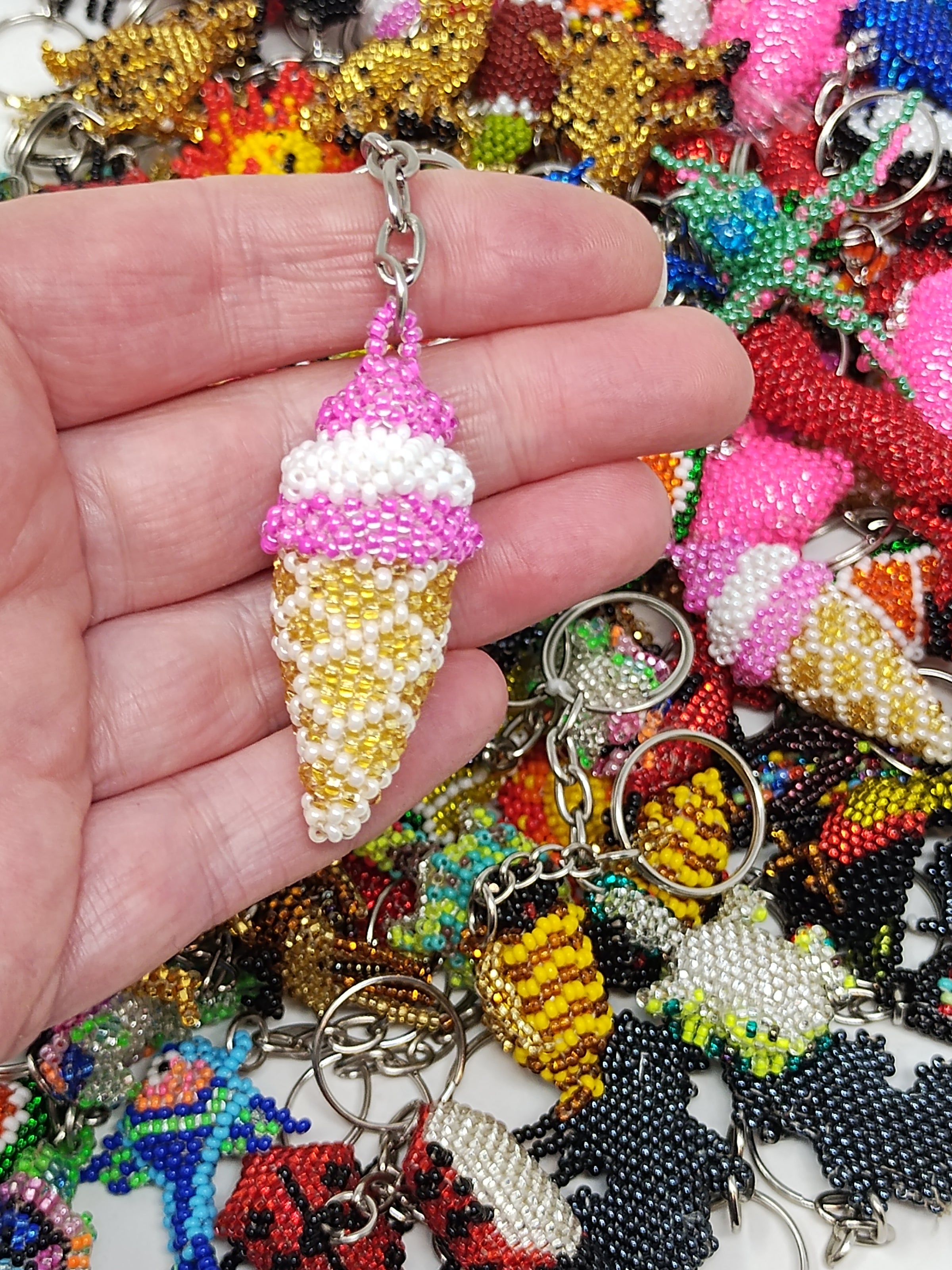 Beaded Key Chains (Frog, Octopus, Strawberry, Lucky Duck, and more