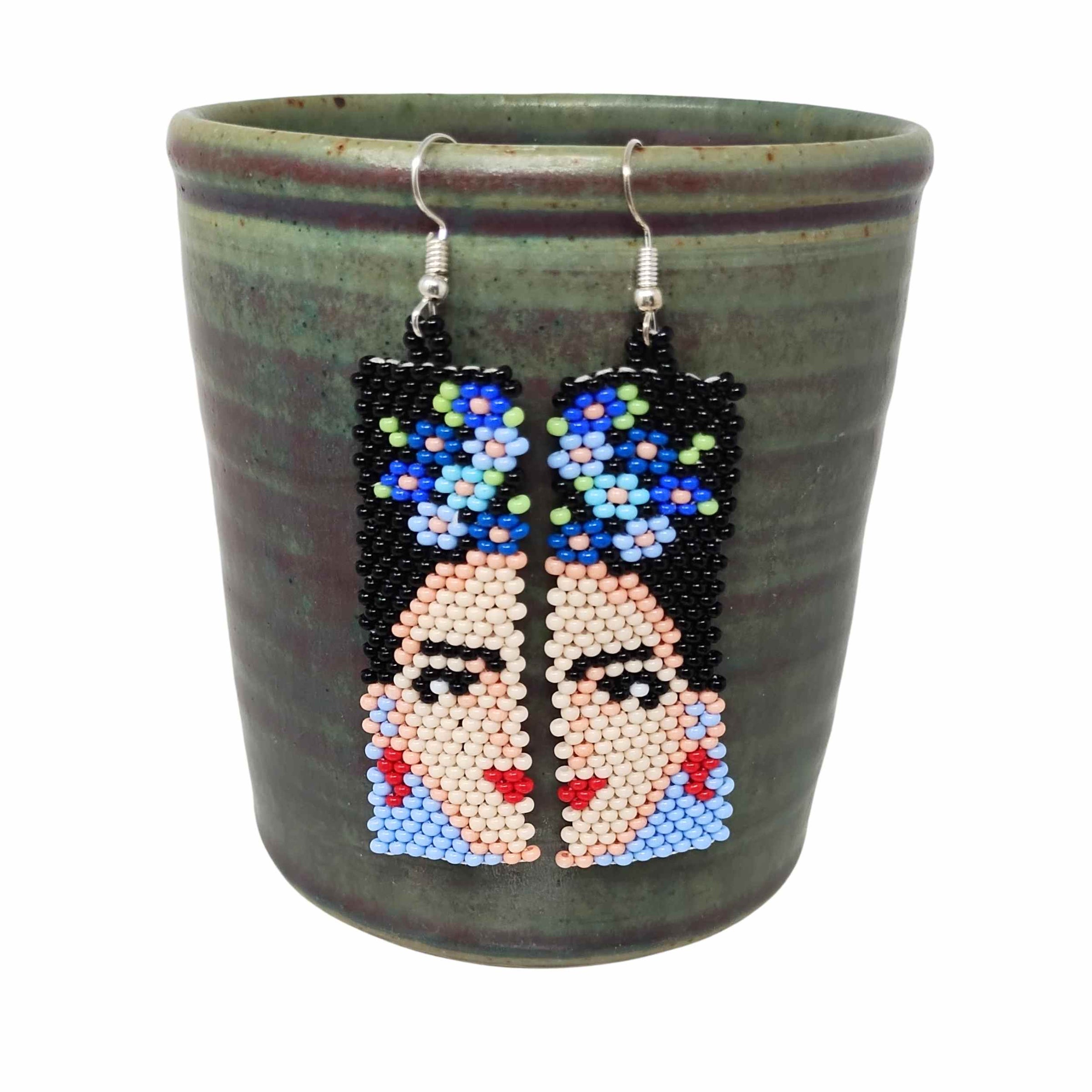 Beaded Frida Kahlo Earrings | Heart of the Sky Fair Trade