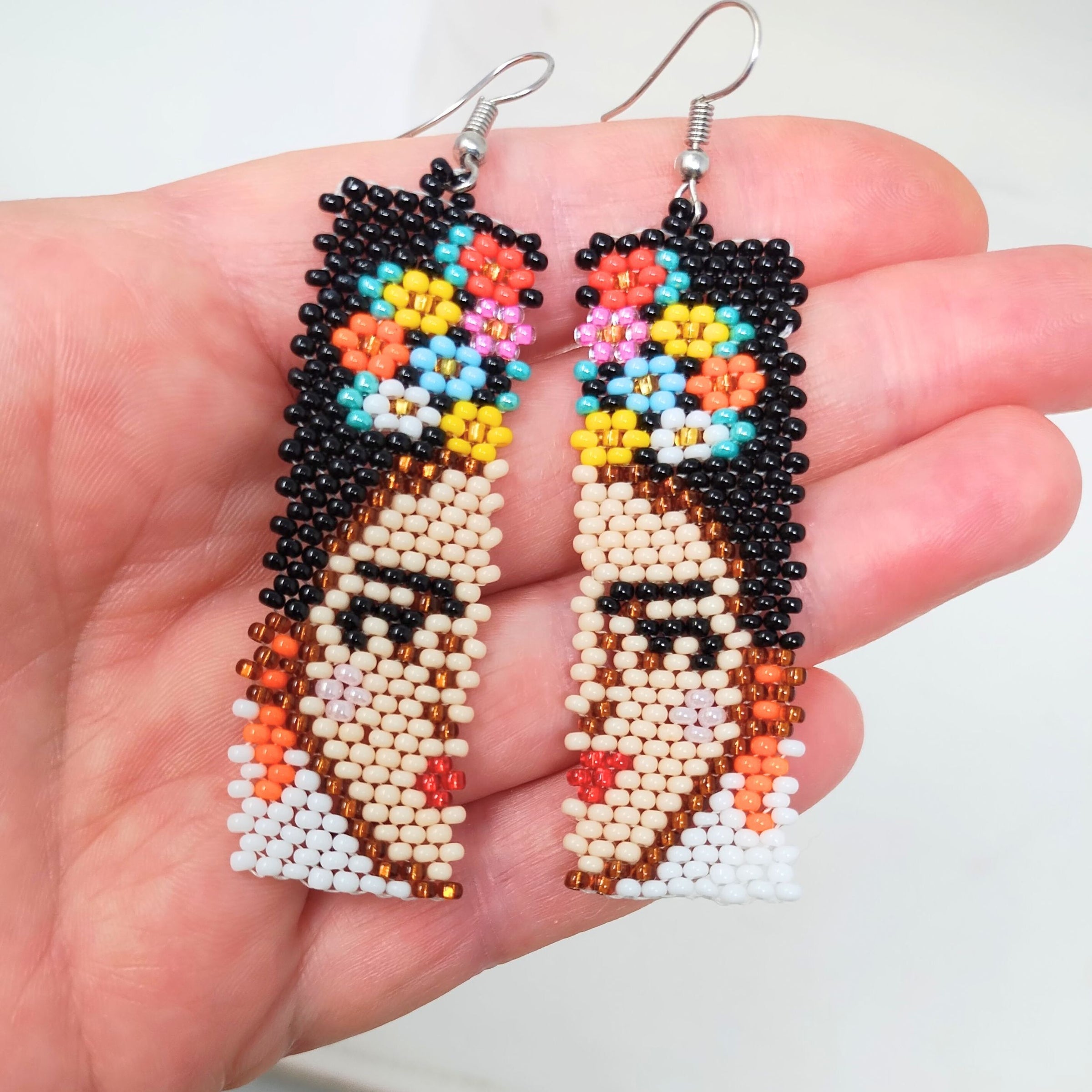 Frida kahlo beaded earrings sales